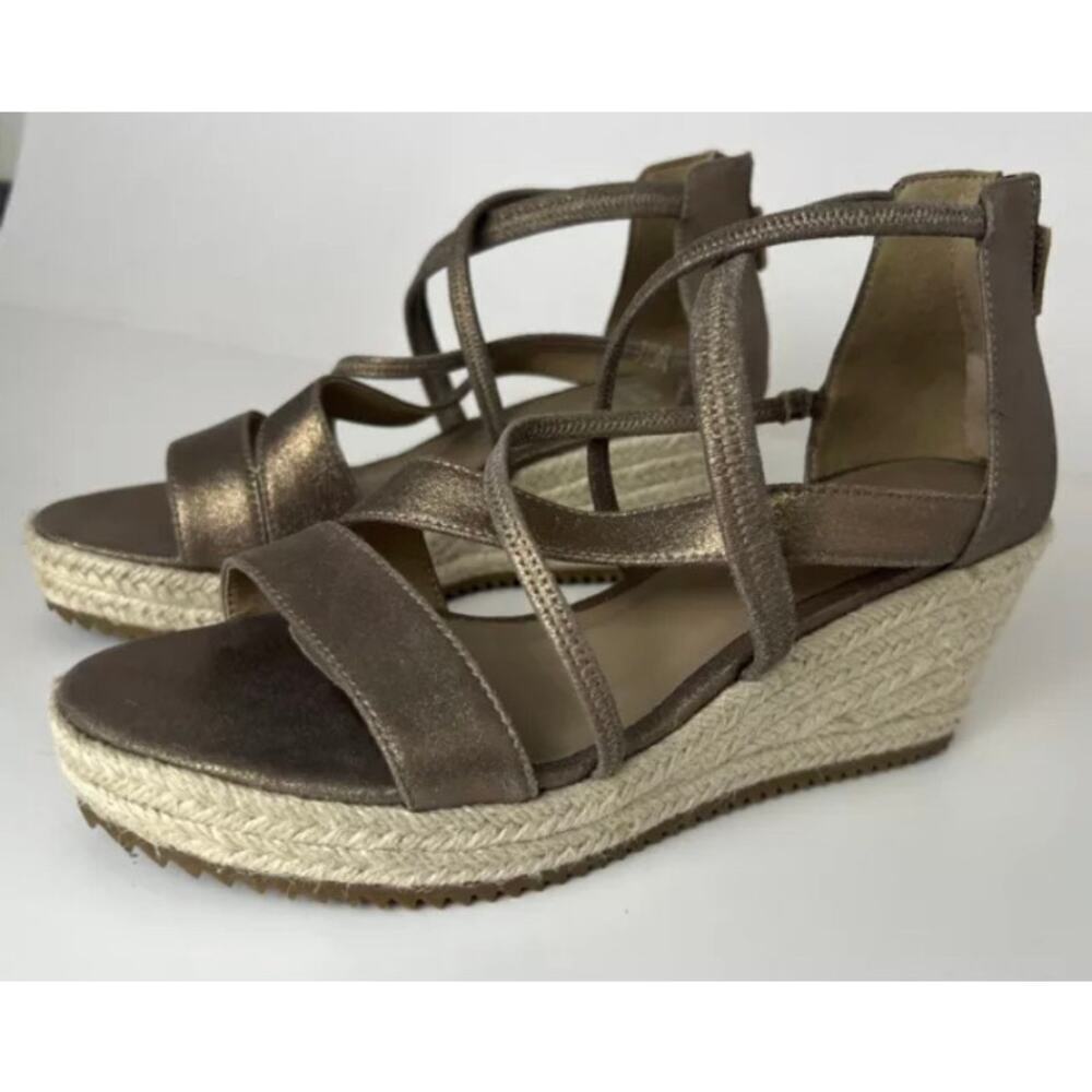 New-Eileen Fisher Wanda Metallic Suede Espadrille Size 7